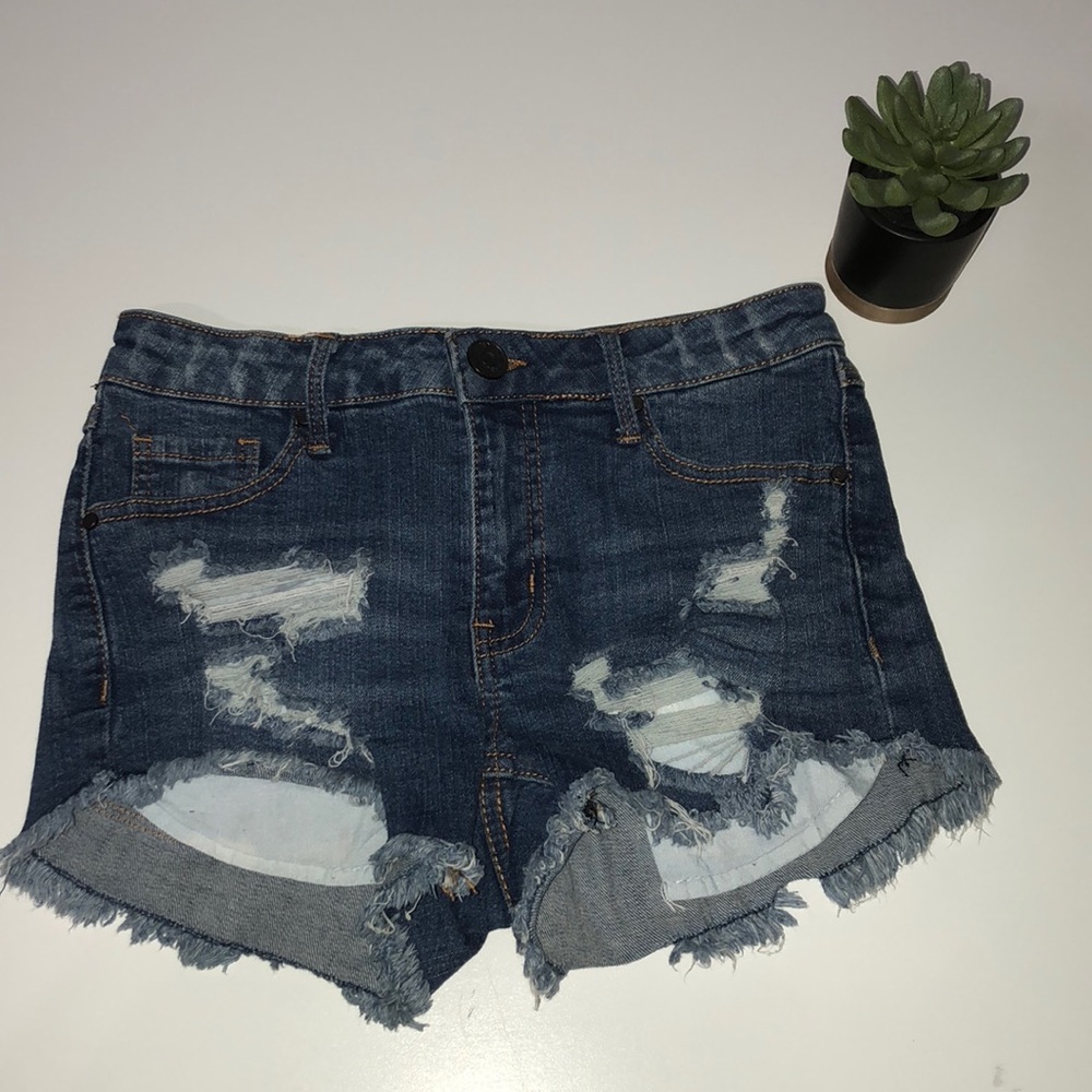 Ripped medium wash denim shorts from tillys